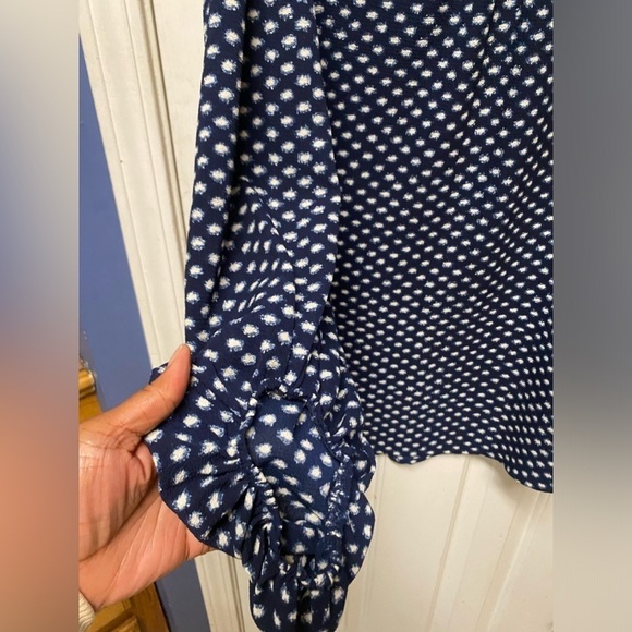 Ava & Viv Polka Dot Blouse Top Navy Blue 2X - Picture 3 of 8